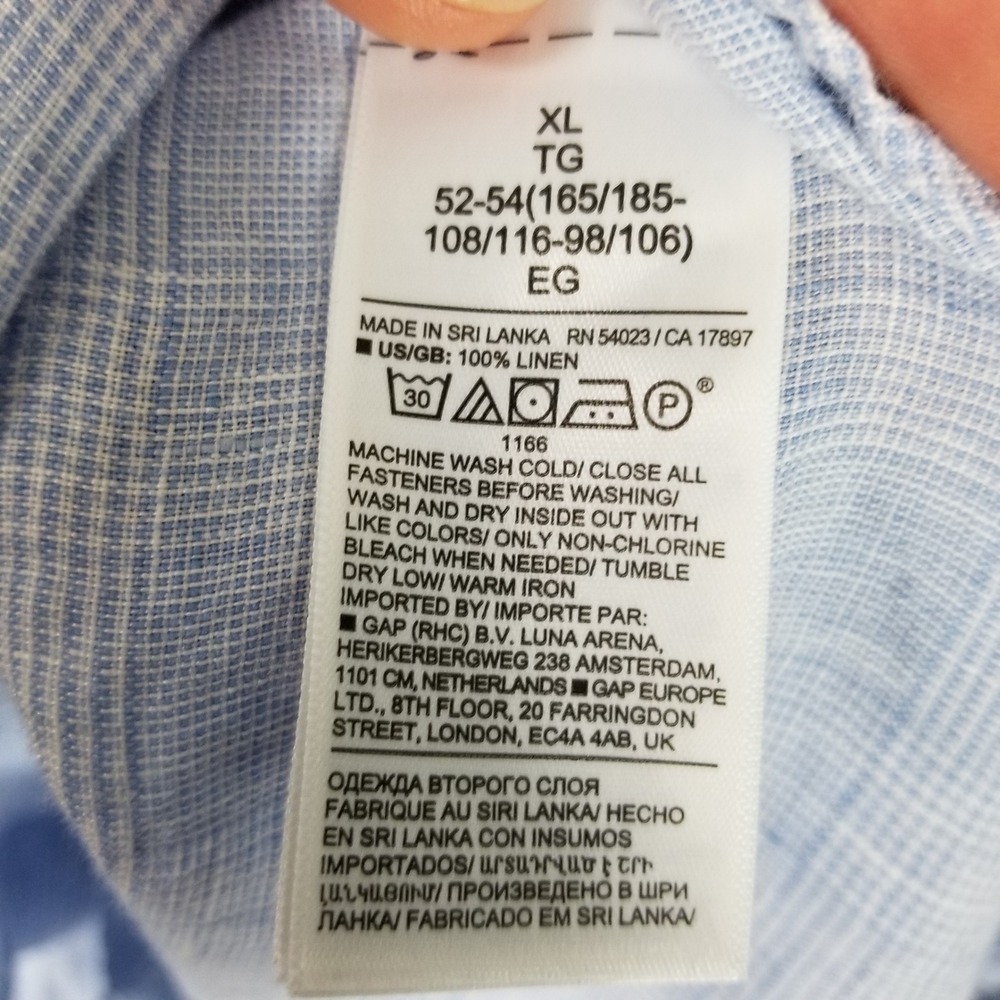 Banana Republic Button Down Men XL Blue Tailored Slim Linen Long Sleeve Shirt - Picture 4 of 8